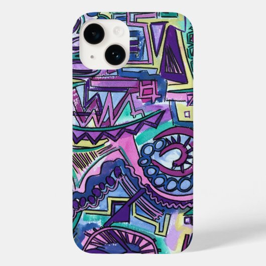 Coques Case-Mate iPhone Art Abstrait peint à la main libre (Verso)