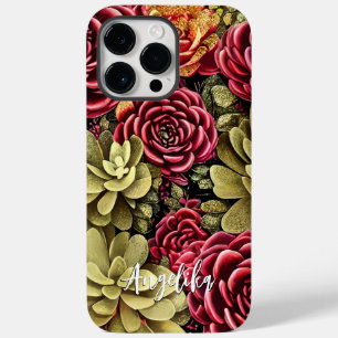 Coque Pour Pour iPhone 14 Pro Max Art abstrait personnalisé rouge et or