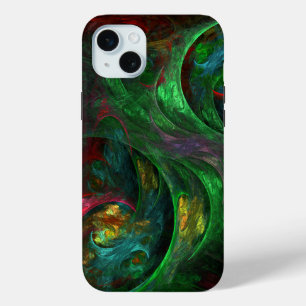 Coque iPhone 15 Mini Art abstrait vert Genèse
