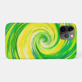 Coques Case-Mate iPhone Art abstrait vert jaune en spirale (Dos (Horizontal))