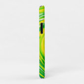 Coques Case-Mate iPhone Art abstrait vert jaune en spirale (Dos/Droite)