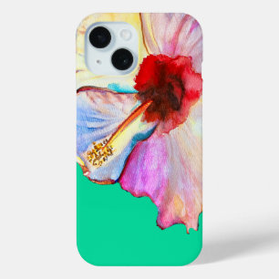 Coque Pour iPhone 15 art aquarelle d'hibiscus d'été
