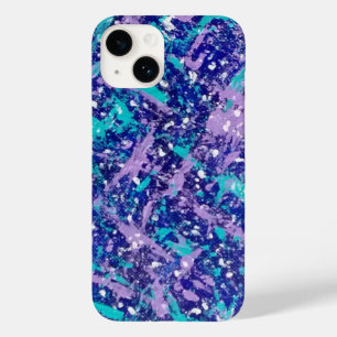 Coque Pour iPhone 14 Art bleu et mauve