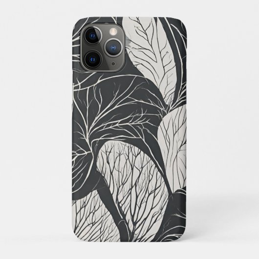 Coques Case-Mate iPhone Art botanique de feuilles en noir et blanc (Dos)