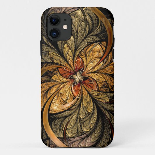 Coques Case-Mate iPhone Art brillant de fractale de feuille (Dos)