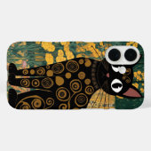 Coques Case-Mate iPhone Art Chat Noir dans le style de Gustav Klimt (Verso (horizontal))