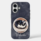 Coques Case-Mate iPhone Art de chat endormi noir et blanc cosy avec nom pe (Verso)