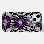 Coques Case-Mate iPhone Art de fleurs abstraites violettes (Verso (horizontal))