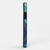 Coques Case-Mate iPhone Art de flux abstrait moderne - Bleu et Or - (Dos/Droite)