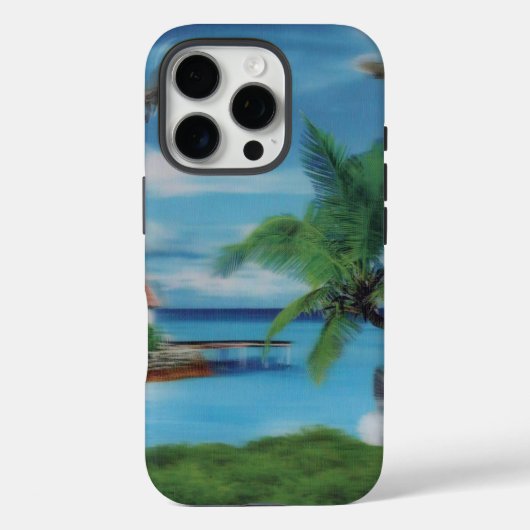 Coques Case-Mate iPhone Art de la scène de plage tropicale (Verso)