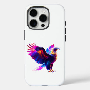 Coques iPhone 16 Pro Art de l'aigle brillant coloré - Oiseau néon dynam