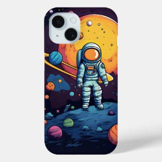 Coque Pour iPhone 15 Art de l'Explorateur d'espace