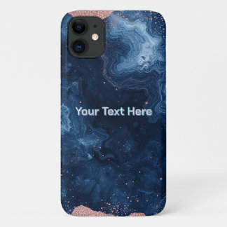Case-Mate iPhone Case Art de marbre bleu abstrait avec accents de paille