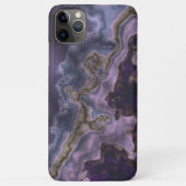 Coques Case-Mate iPhone Art de marbre géode violet foncé gris marron (Dos)