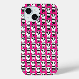 Coque Pour iPhone 15 Art de panda noir et blanc ludique