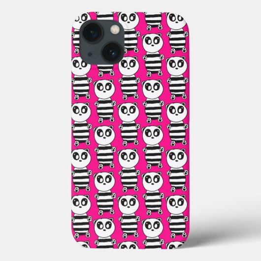 Coques Case-Mate iPhone Art de panda noir et blanc ludique (Verso)