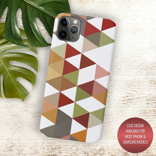 Coques Case-Mate iPhone Art de polygone blanc marron taupe vert rouge fonc