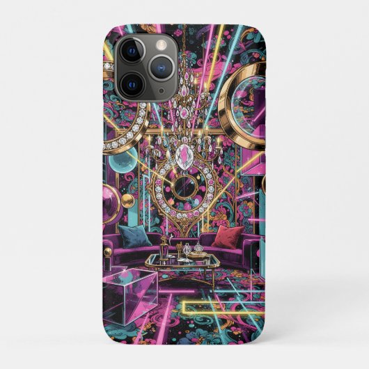 Coques Case-Mate iPhone Art de salon de luxe néon psychédélique (Dos)