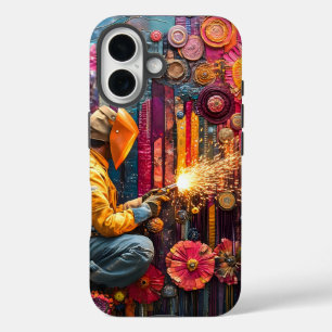 Coques iPhone 16 Art de soudure vibrant - Soudeur dans une scène fl