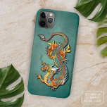 Coque iPhone 11 Pro Max Art de tatouage de dragon de feu coloré<br><div class="desc">Gardez votre nouvel appareil électronique à l'abri des coups de poing et des égratignures avec cette étui de téléphone cellulaire protectrice, faite avec un chic chic chic chic élégant et contemporain coloré orange et jaune vintage et de l'ancienne école de Chine modèle de tatouage dragon feu sur arrière - plan...</div>