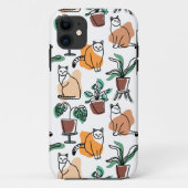 Coques Case-Mate iPhone Art de trait dessin chats et fleurs (Dos)