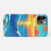 Coques Case-Mate iPhone Art de vague de coucher de soleil océanique (Dos (Horizontal))