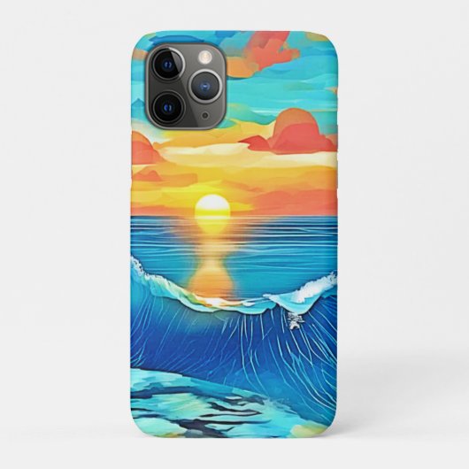 Coques Case-Mate iPhone Art de vague de coucher de soleil océanique (Dos)