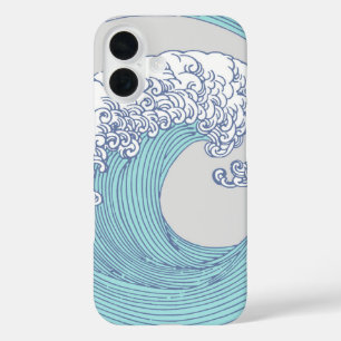 Coques iPhone 16 Art de vague de surf Ukiyo-e japonais vintage de l