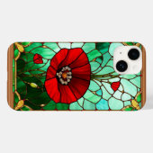 Coques Case-Mate iPhone Art de vitrail fleur rouge vif (Verso (horizontal))
