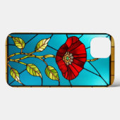 Coques Case-Mate iPhone Art de vitrail fleur rouge vif (Verso (horizontal))