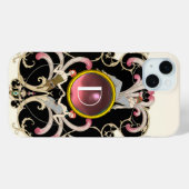 COQUES Case-Mate iPhone ART DÉCO BEAUTÉ MODE ROSE ROSE MONOGRAMME EN PIERR (Verso (horizontal))