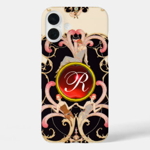 iPhone 16 PLUS CASE ART DÉCO BEAUTÉ MODE ROUGE RUBY GEMSTONE MONOGRAMM