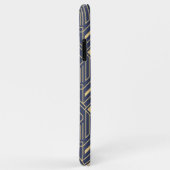 Coques Case-Mate iPhone Art Déco Blue Gold Nom géométrique Personnalisé (Dos/Droite)