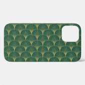 Coques Case-Mate iPhone Art déco feuille de palme verte (Verso (horizontal))