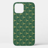 Coques Case-Mate iPhone Art déco feuille de palme verte (Verso)