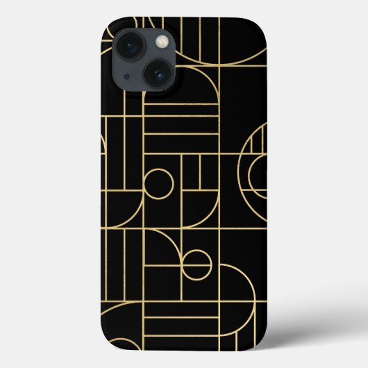 Coques Case-Mate iPhone Art Déco géométrique moderne Faux Or/Noir (Verso)