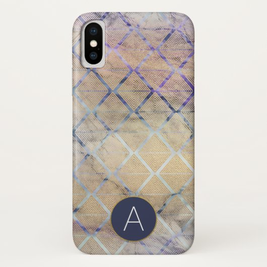 Coques Case-Mate iPhone Art Déco géométrique violet et Marbre blanc (Dos)