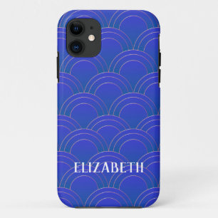 Case-Mate iPhone Case Art Déco Gold Blue Nom personnalisé
