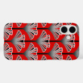 Coques Case-Mate iPhone Art déco Lily, Deep Red and Grey / Grey (Verso (horizontal))