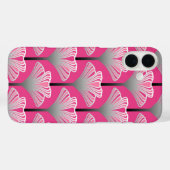 Coques Case-Mate iPhone Art déco Lily, Fuchsia rose et gris argenté (Verso (horizontal))