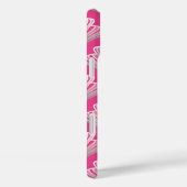 Coques Case-Mate iPhone Art déco Lily, Fuchsia rose et gris argenté (Verso / Droite)