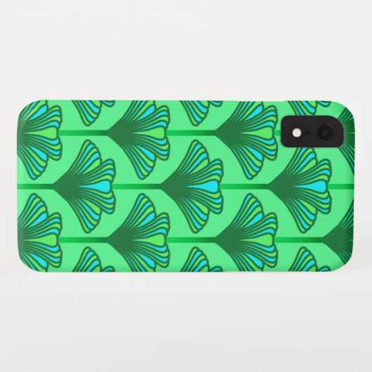 Coques Case-Mate iPhone Art Déco Lily, Jade Green et Turquoise (Dos (Horizontal))