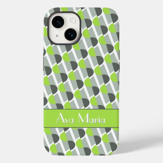 Coques Case-Mate iPhone Art déco moderne d'inspiration vert clair nom (Verso)