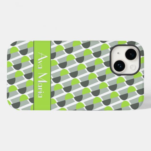 Coques Case-Mate iPhone Art déco moderne d'inspiration vert clair nom (Verso (horizontal))