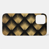 Coques Case-Mate iPhone Art Déco, motif d'or noir. (Verso (horizontal))