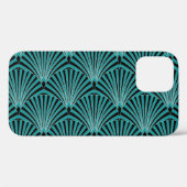 Coques Case-Mate iPhone Art Déco : motif ventilateur vert. (Verso (horizontal))