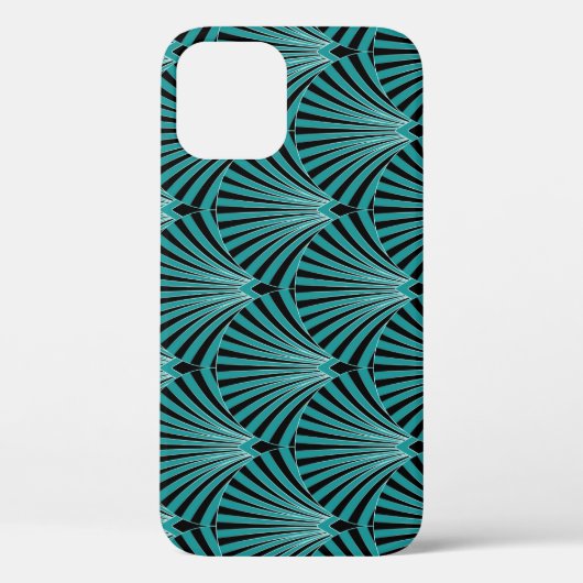 Coques Case-Mate iPhone Art Déco : motif ventilateur vert. (Verso)