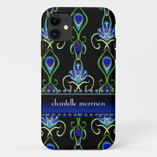 Coques Case-Mate iPhone Art Déco Nouveau Peacock Plume Couleurs Swirl Art (Dos)
