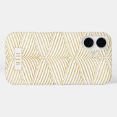 Coques Case-Mate iPhone Art Déco Or & Blanc Monogramme Joli iPhone 16 (Verso (horizontal))
