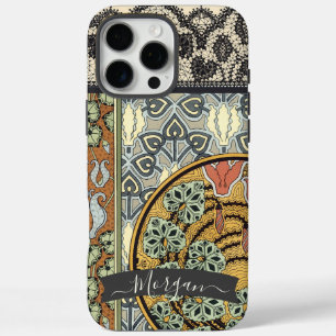 iPhone 16 Pro Max Case Art déco personnalisé Vintage Lily Motif